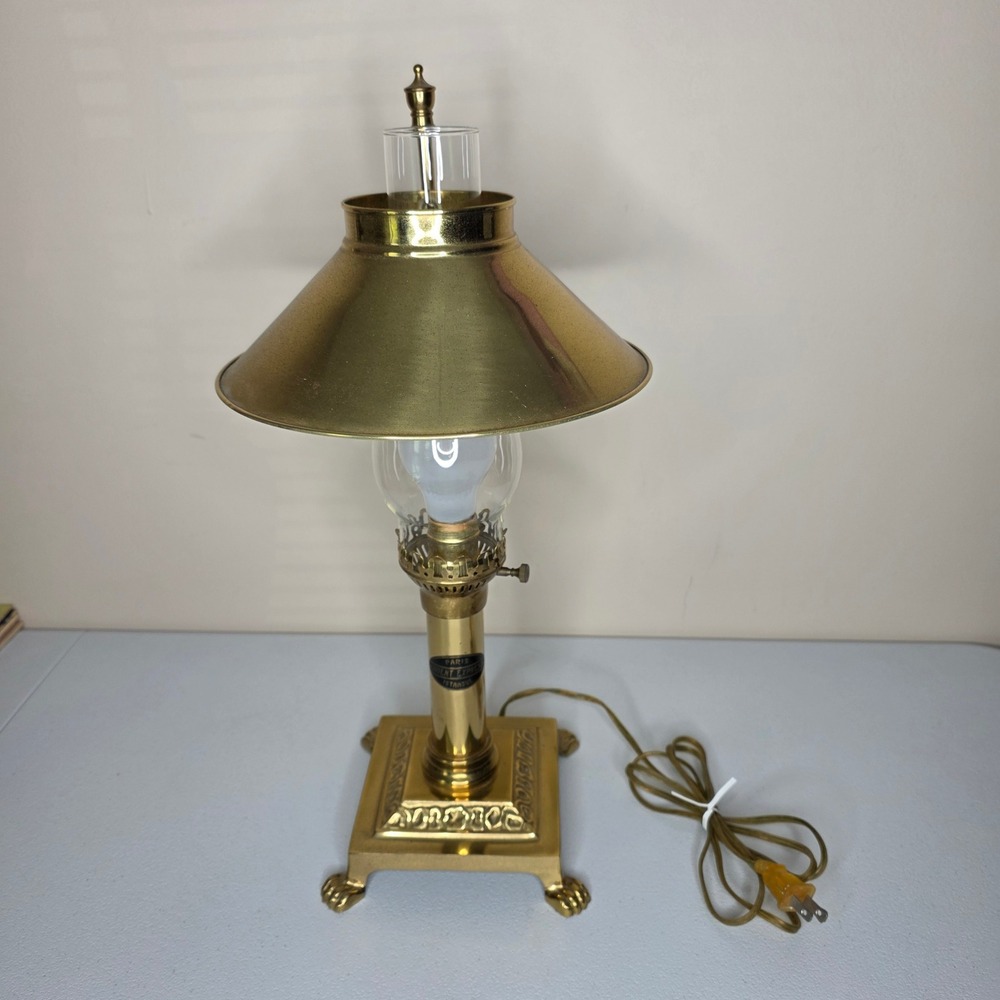Vintage Paris Orient Express Istanbul Table Lamp Brass Claw Foot Gold 19.5in